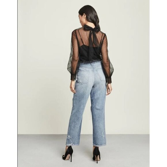 Veronica Beard Blake Classic Straight Distressed High Rise Jeans Blue Size 25 - Picture 9 of 9